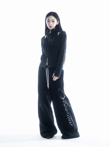 Layered Waist Script Sweat Pants
