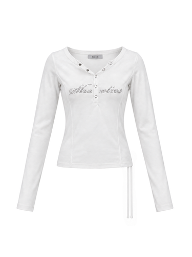 Cut-Out Rhinestone Long Sleeve Tee